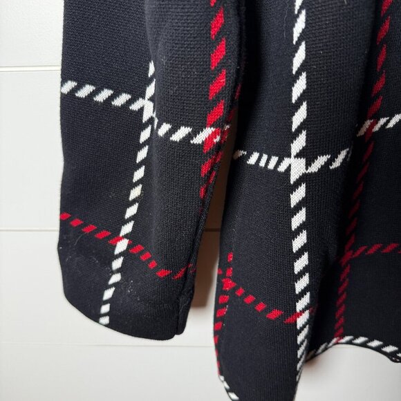 Talbots Button Down Cardigan with 2 Front Pockets Black White Red Size XL - Picture 2 of 7